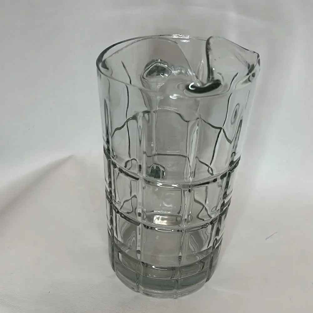 Anchor Hocking Glass Pitcher Tartan Square Paneled Handle 7 Cups Or 56 Oz